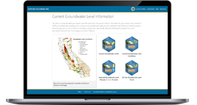 Picture of laptop with the CalGW Live web app displayed on it